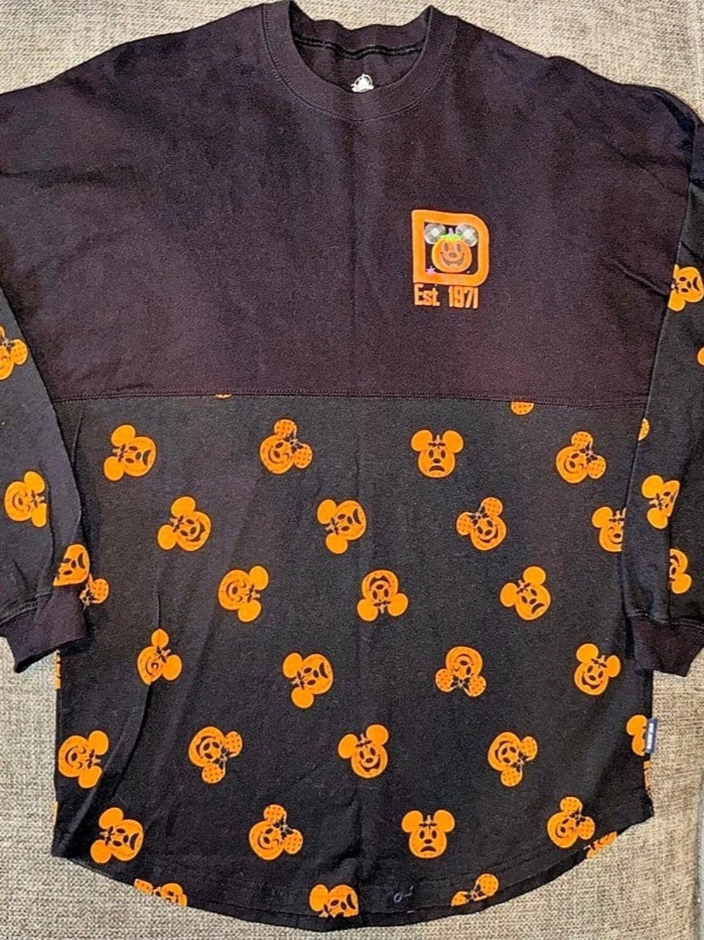 Disney Mickey and Minnie Mouse Halloween Spirit Jersey Black & Orange Small